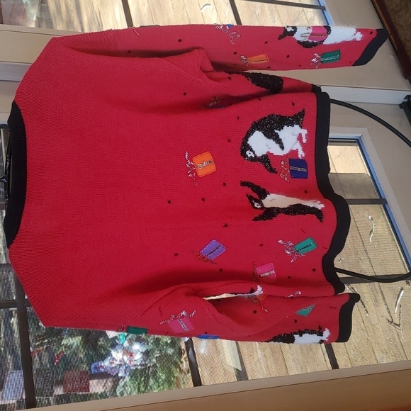 Vintage Design Options by Philip & Jane Gordan Christmas Penguin Sz. S Cardigan - Picture 5 of 9